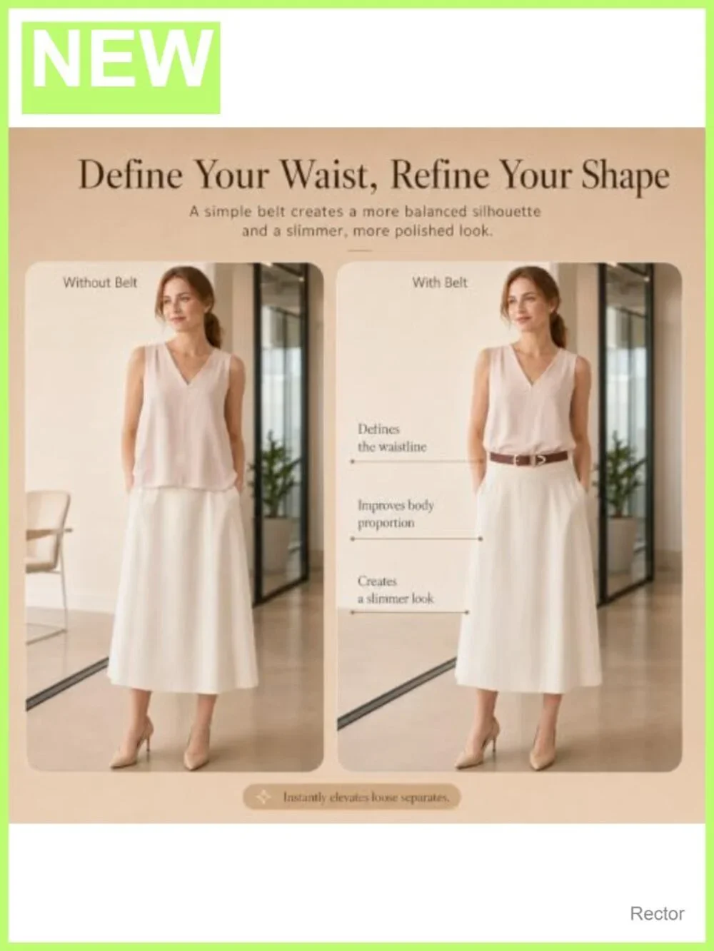 Women's Faux Leather Belt with Gold Buckle Classic Waist Accessory
